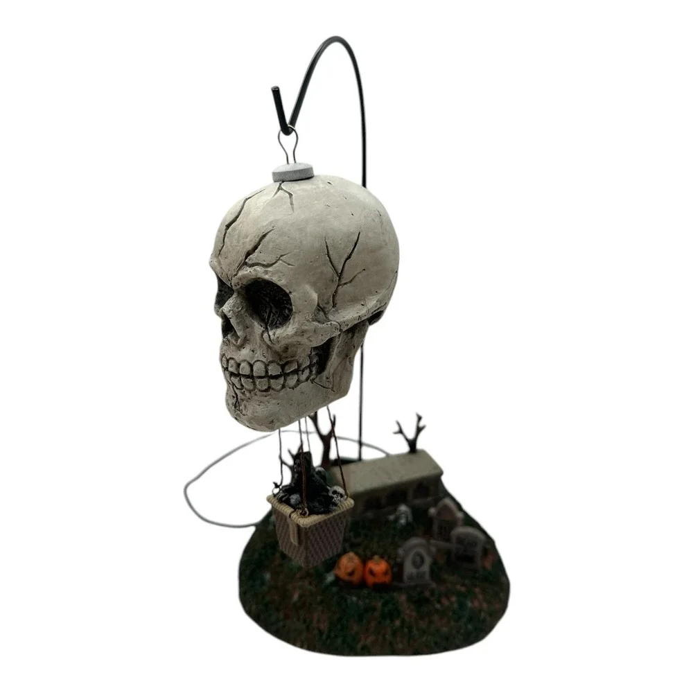 Lemax Spooky Town Grim Reaper's Landing Halloween Skull Balloon Light Up Rotates